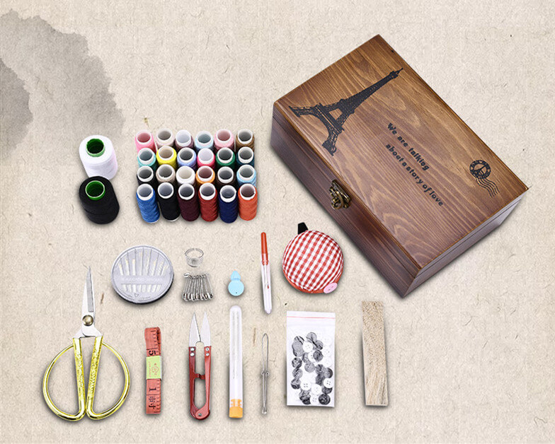 Retro traditional style wooden sewing box
